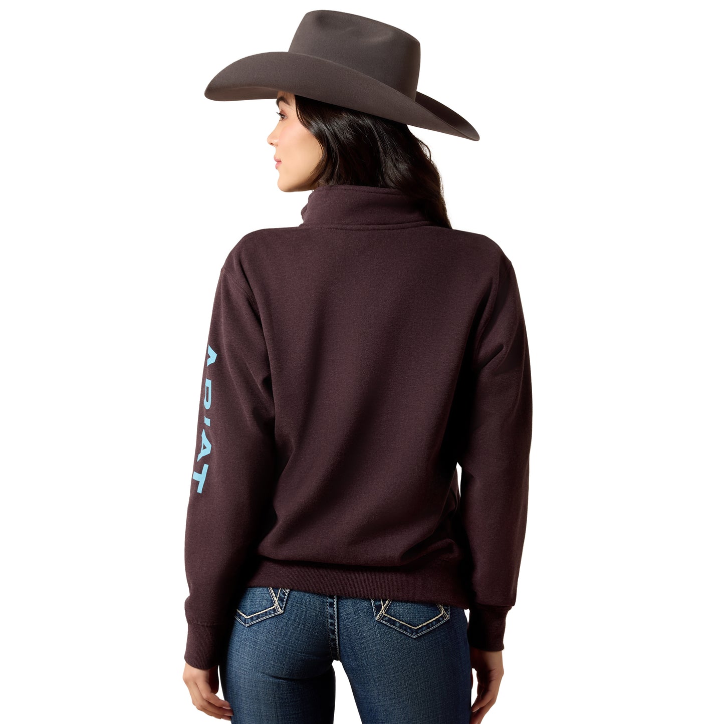 Ariat Women's Foundation Logo 1/2 Zip Sweatshirt - Chocolate Plum Heather