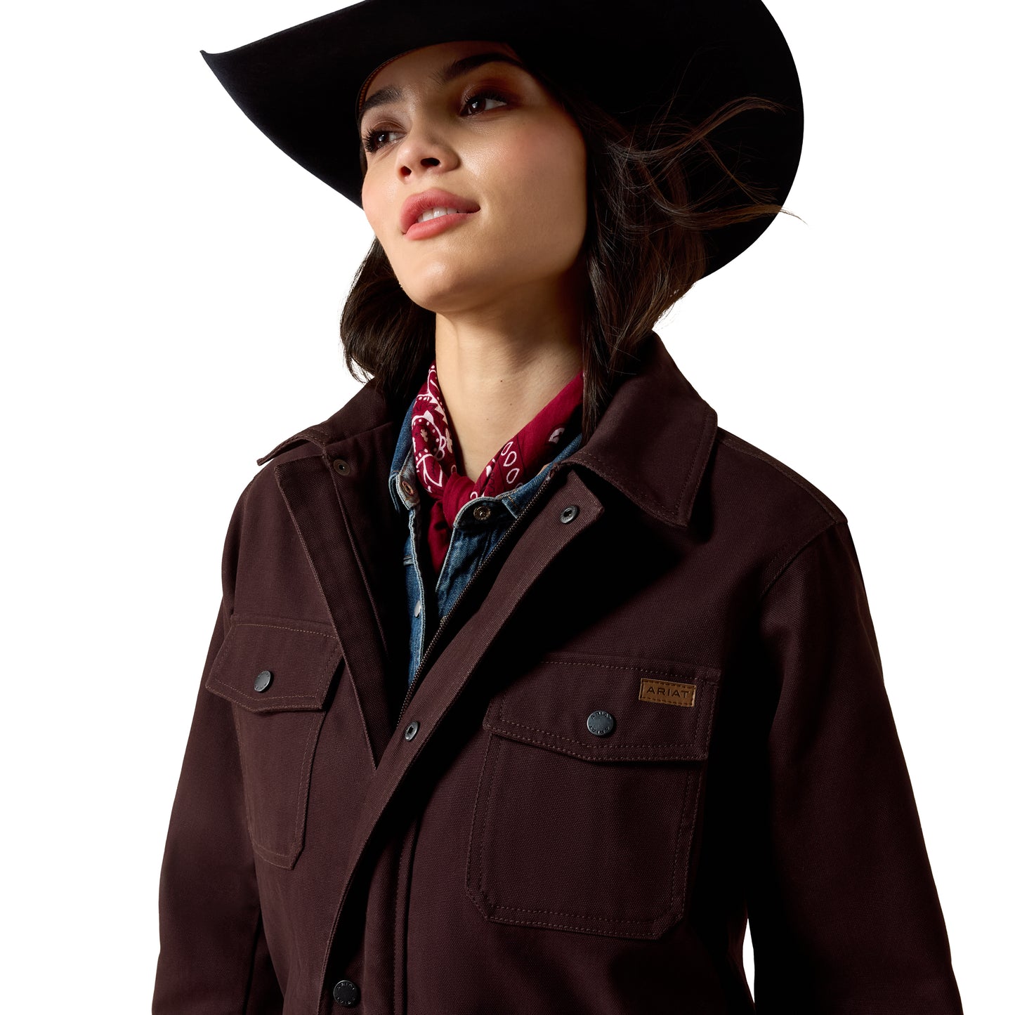Ariat Women's Western Canvas Chore Jacket - Chocolate Plum