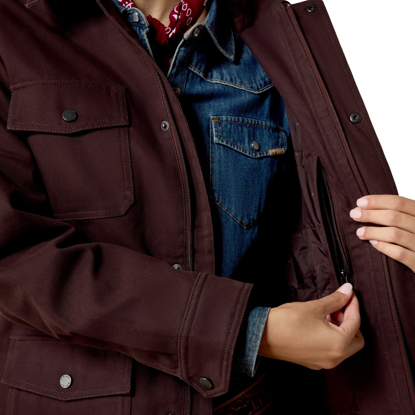 Ariat Women's Western Canvas Chore Jacket - Chocolate Plum