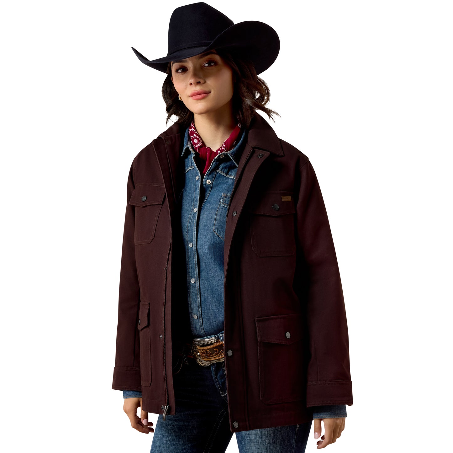 Ariat Women's Western Canvas Chore Jacket - Chocolate Plum