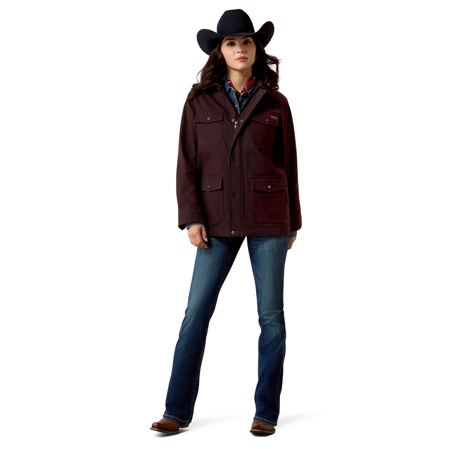 Ariat Women's Western Canvas Chore Jacket - Chocolate Plum