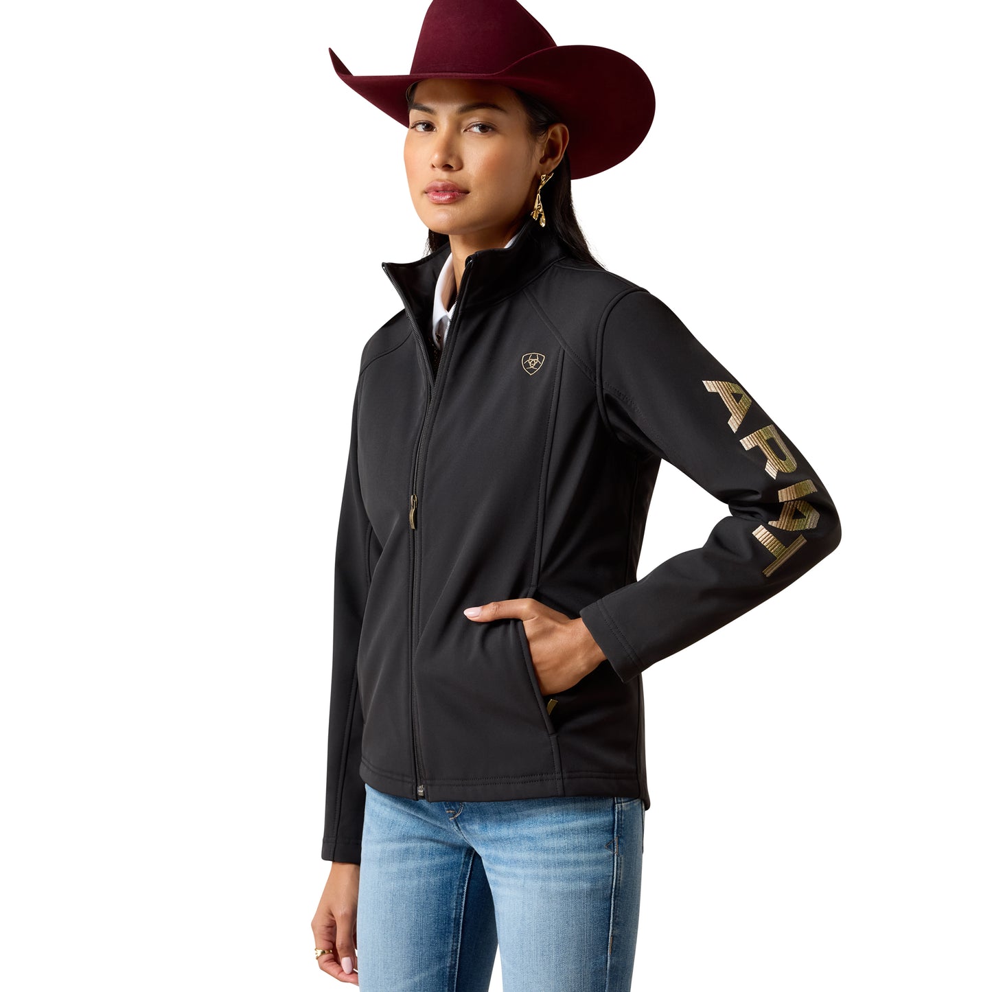 Ariat Women's Logo Softshell Jacket - Black/Stonewall