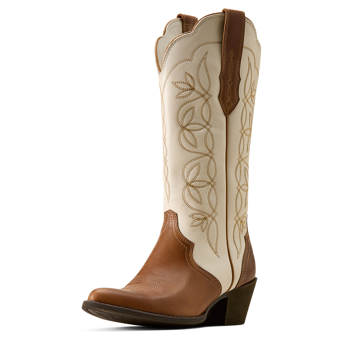 Ariat Women's Heritage Blossom J Toe Western Boot - Wheat Brown/Bright Cream