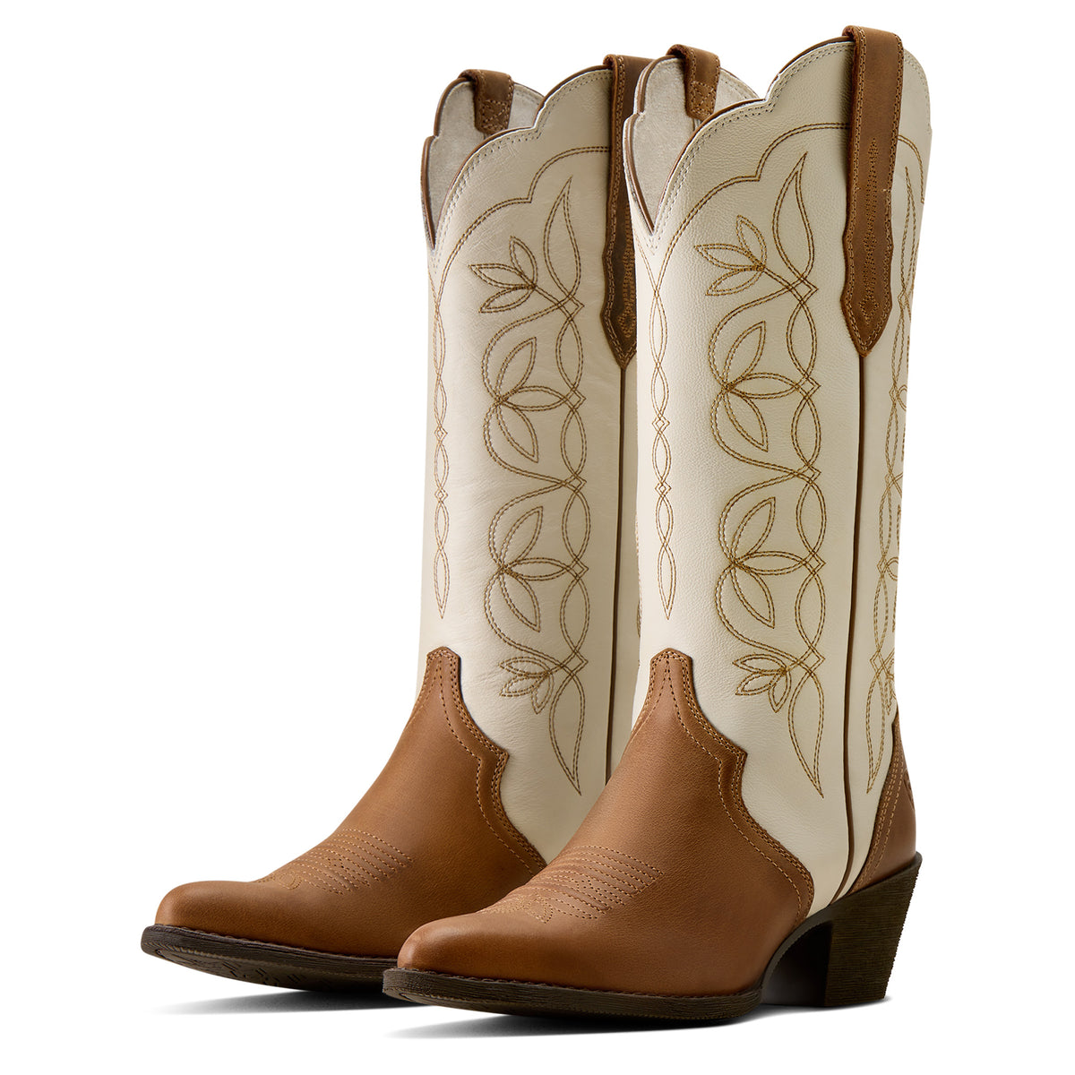 Ariat Women's Heritage Blossom J Toe Western Boot - Wheat Brown/Bright Cream