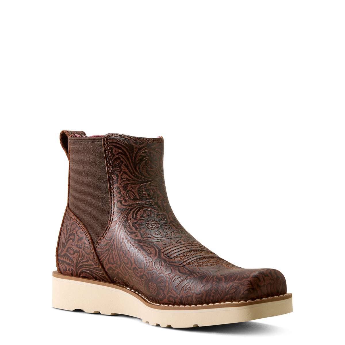 Ariat Women's Southlite Chelsea Narrow Cutter Toe Western Boot - Chocolate Floral Emboss