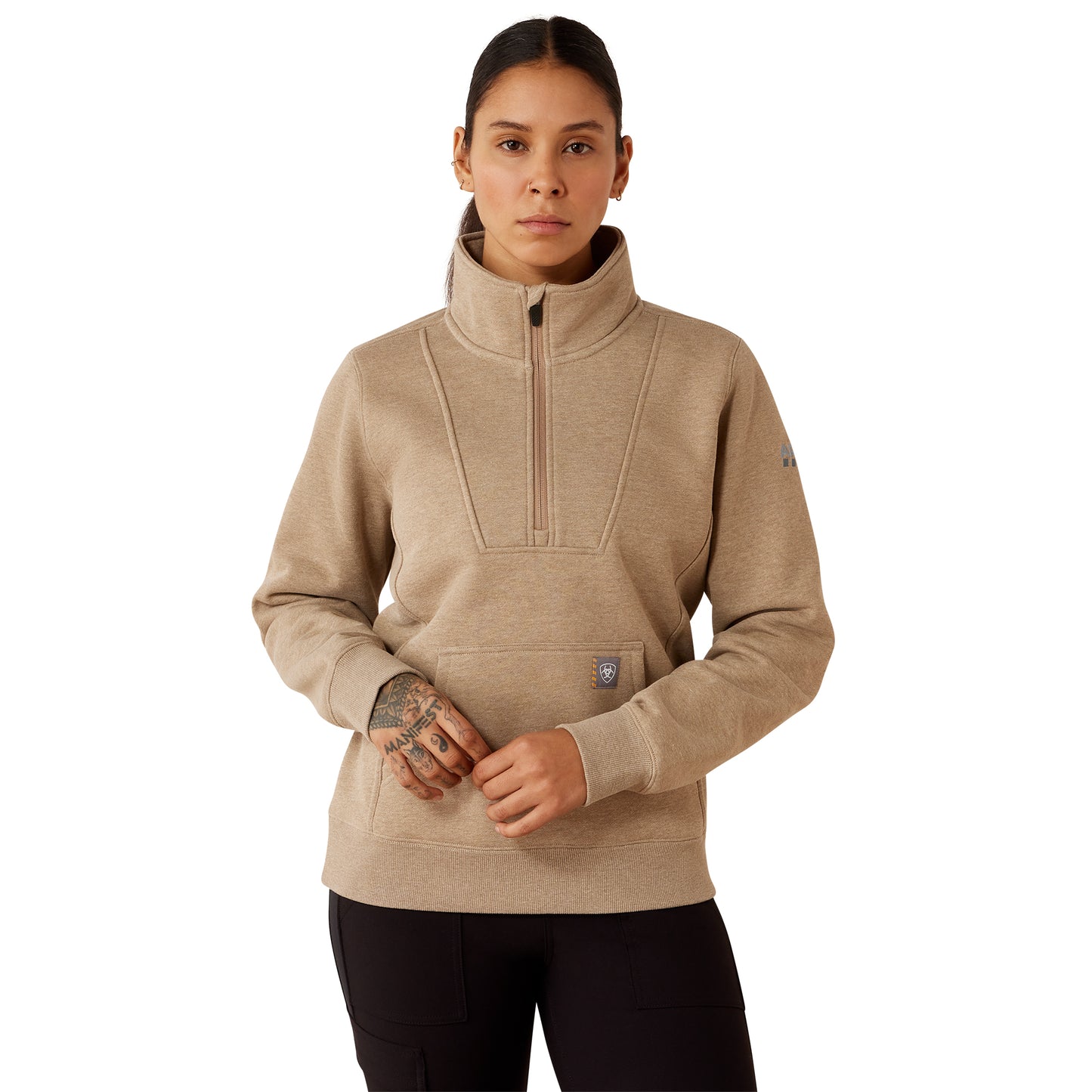 Ariat Women's Rebar Traverse Funnel Neck Sweatshirt - Oatmeal Heather