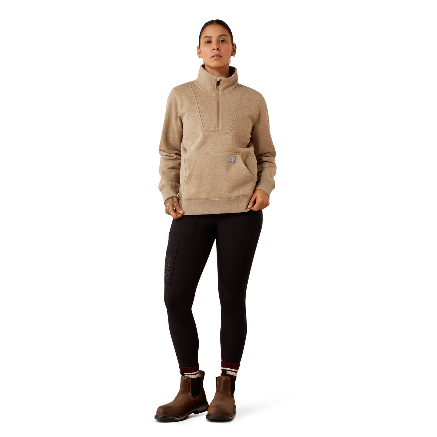 Ariat Women's Rebar Traverse Funnel Neck Sweatshirt - Oatmeal Heather