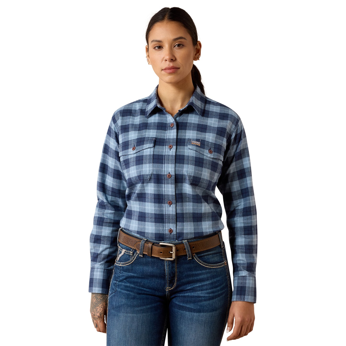 Ariat Women's Rebar Flannel DuraStretch Work Shirt - Navy