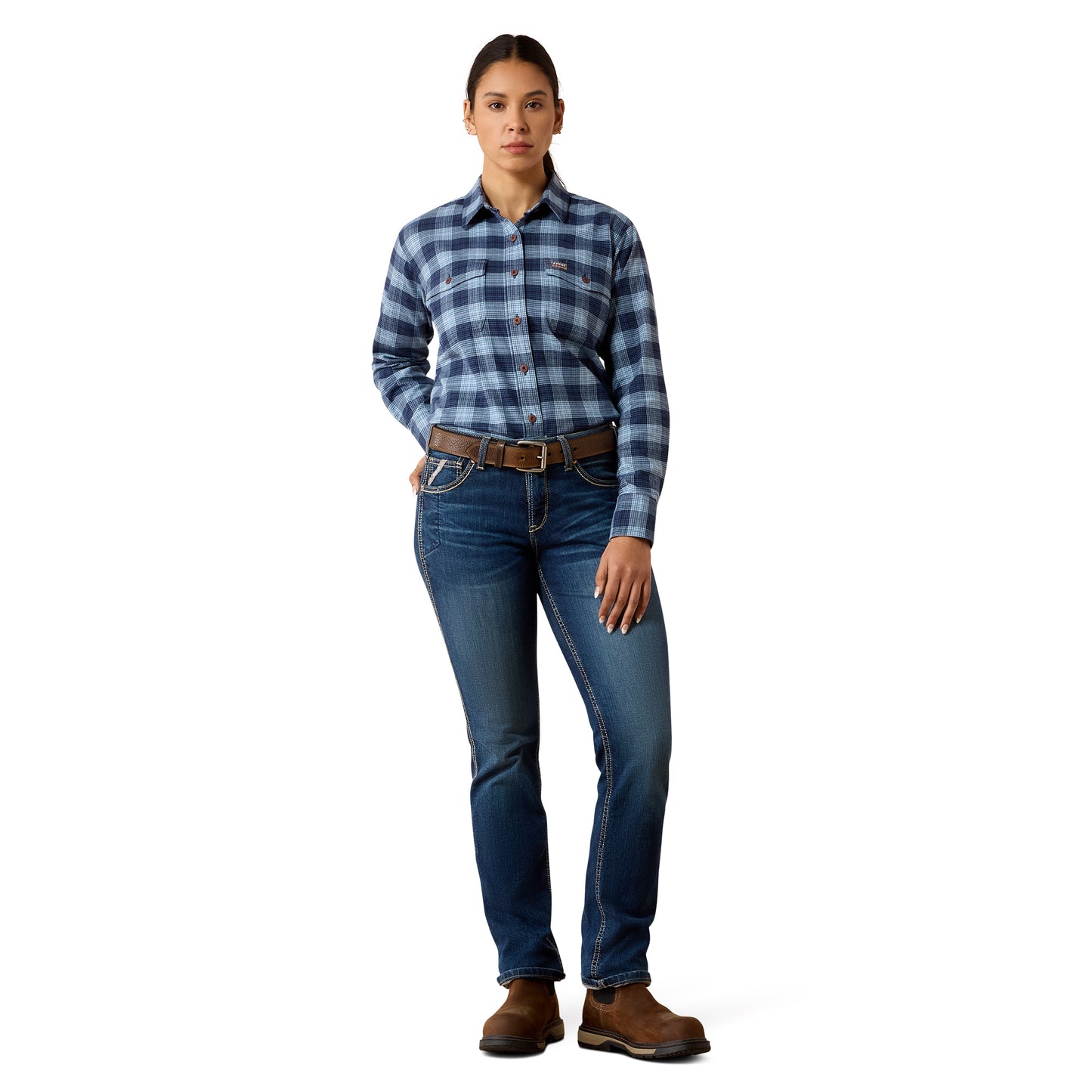 Ariat Women's Rebar Flannel DuraStretch Work Shirt - Navy