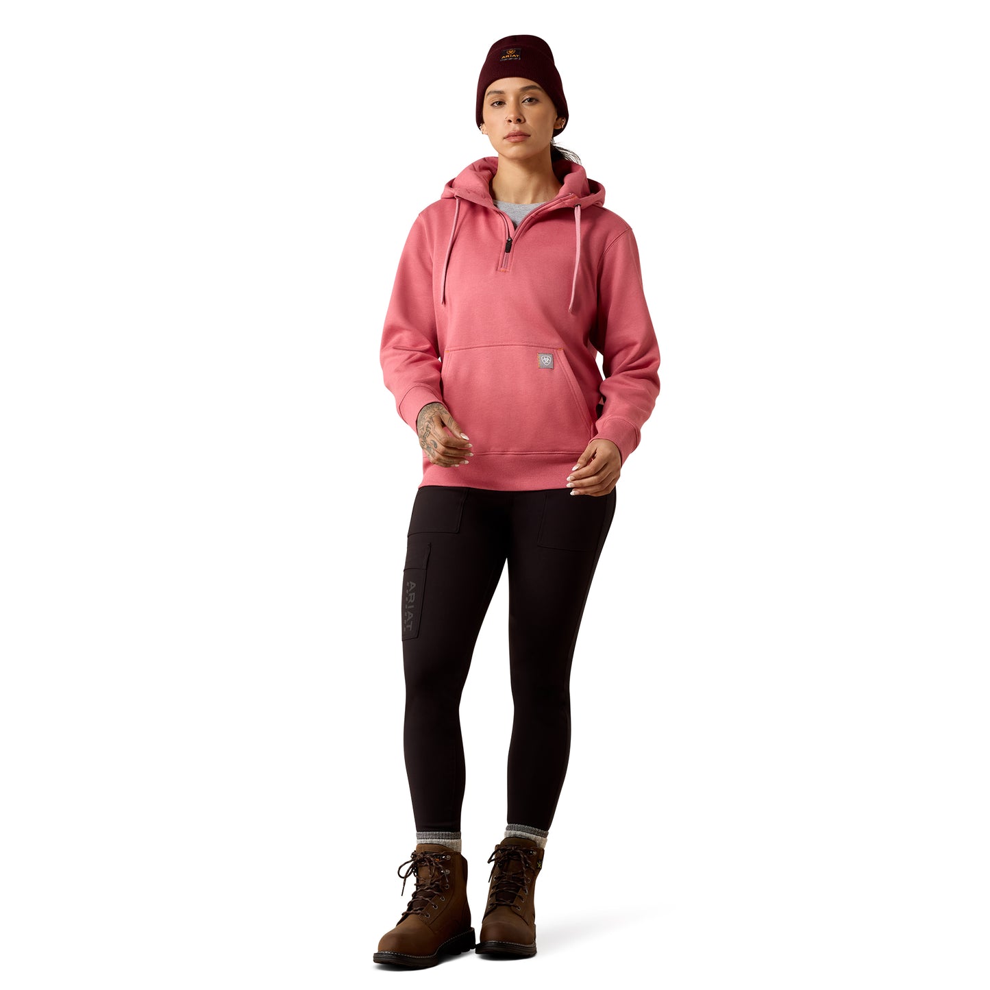 Ariat Women's Rebar Skill Set 1/2 Zip Hoodie - Mauvewood Heather