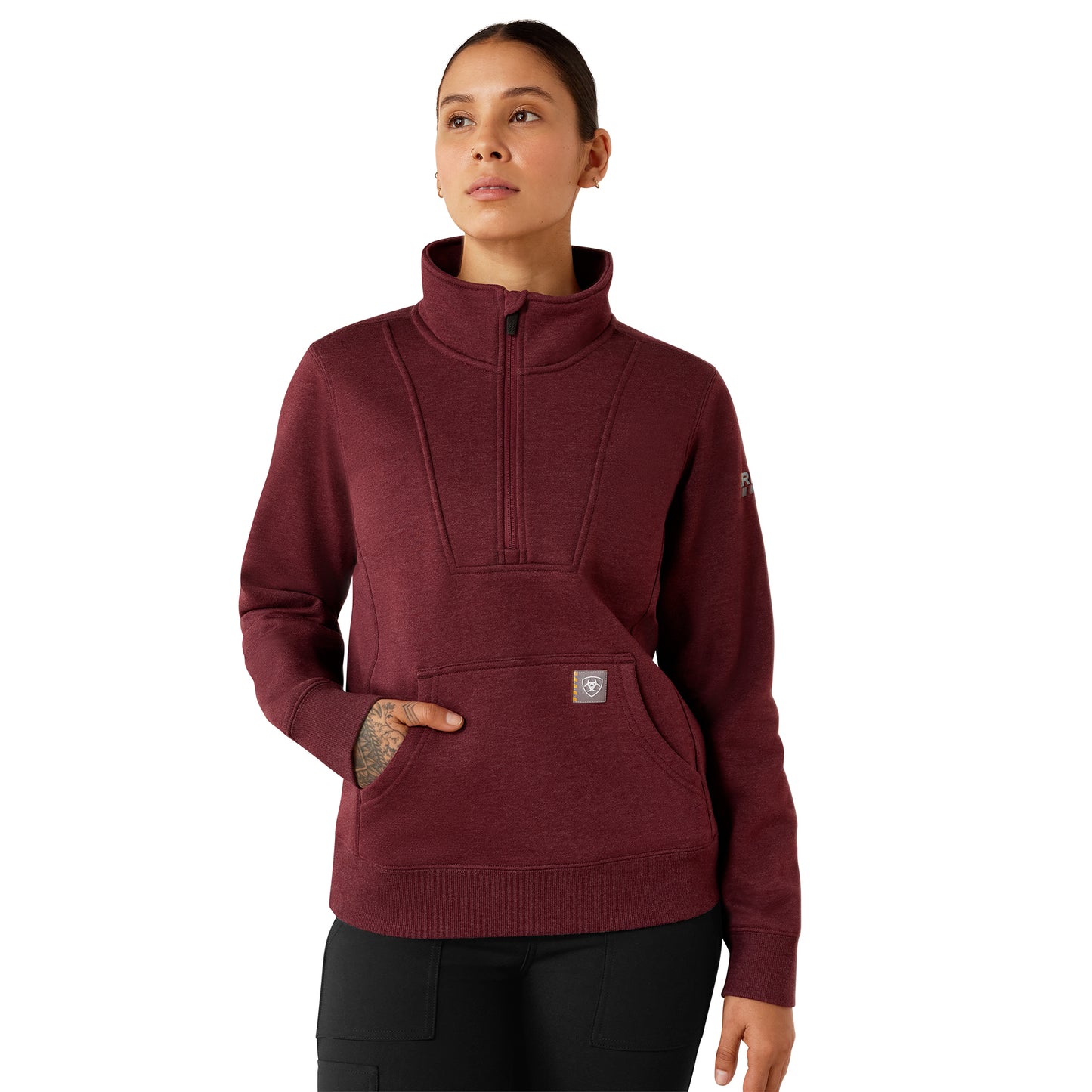 Ariat Women's Rebar Traverse Funnel Neck Sweatshirt - Windsor Wine Heather