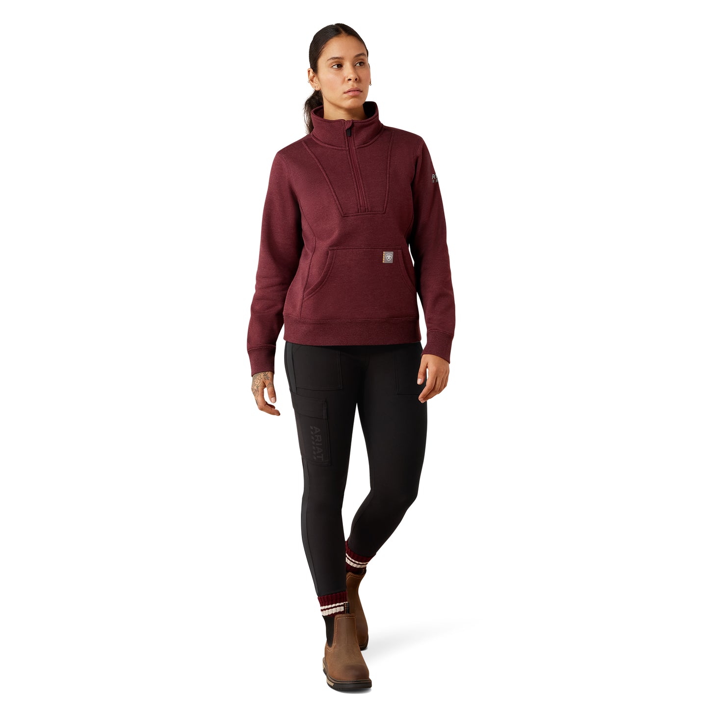 Ariat Women's Rebar Traverse Funnel Neck Sweatshirt - Windsor Wine Heather