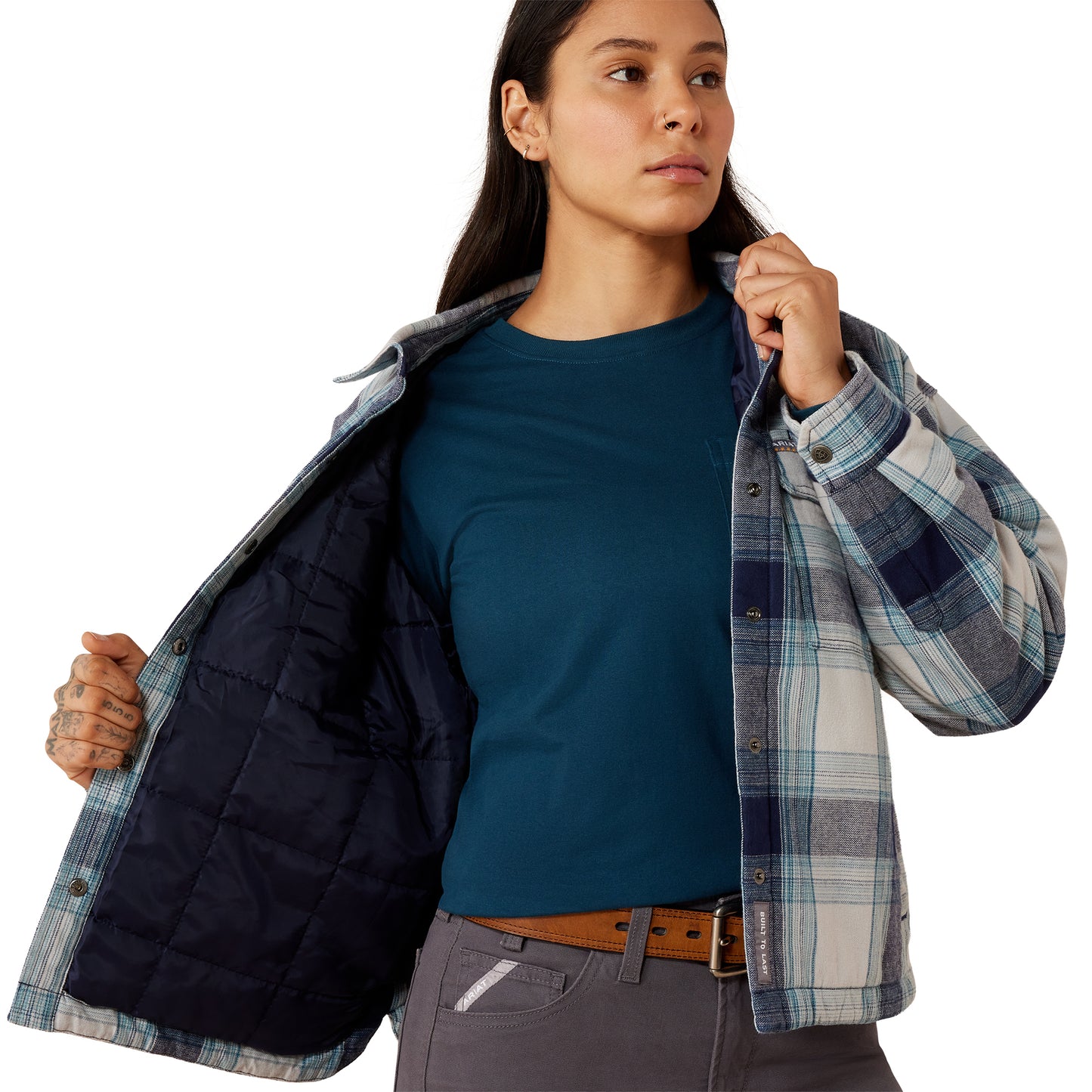 Ariat Women's Rebar Flannel Insulated Shirt Jacket - Silver Grey