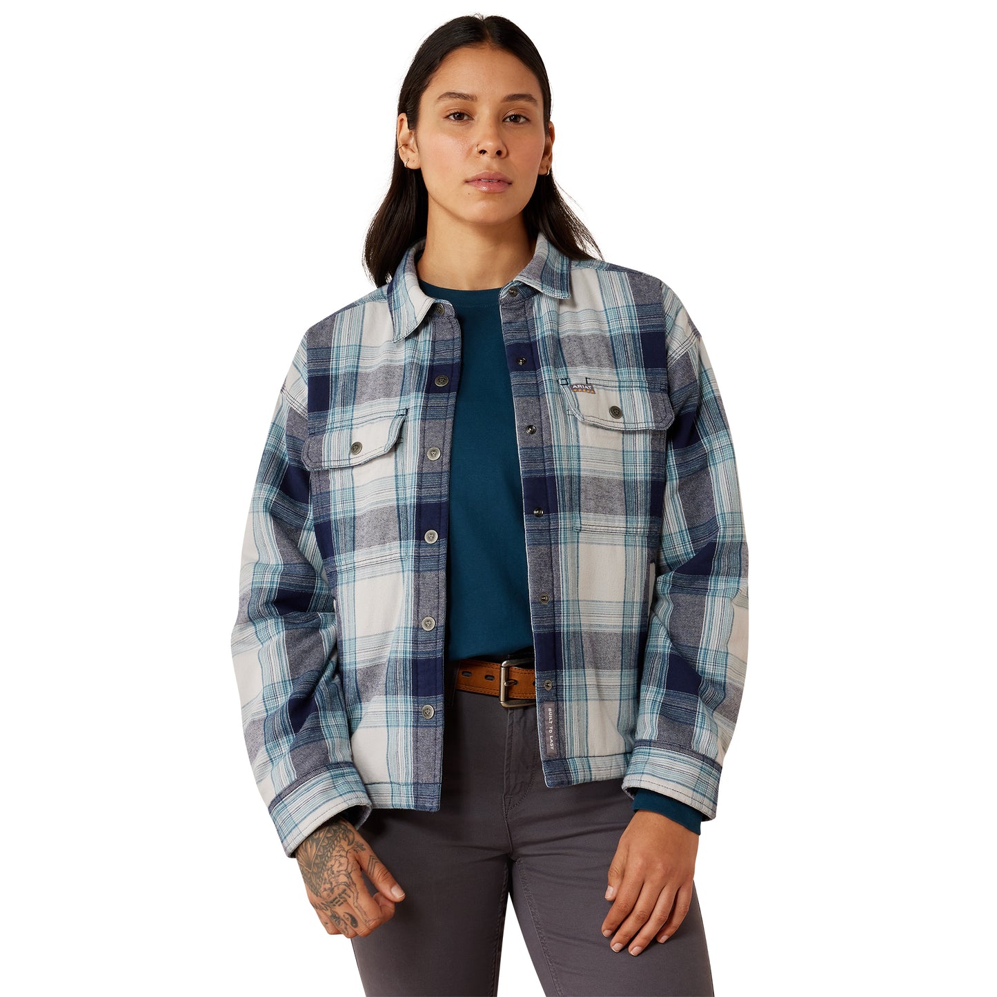 Ariat Women's Rebar Flannel Insulated Shirt Jacket - Silver Grey