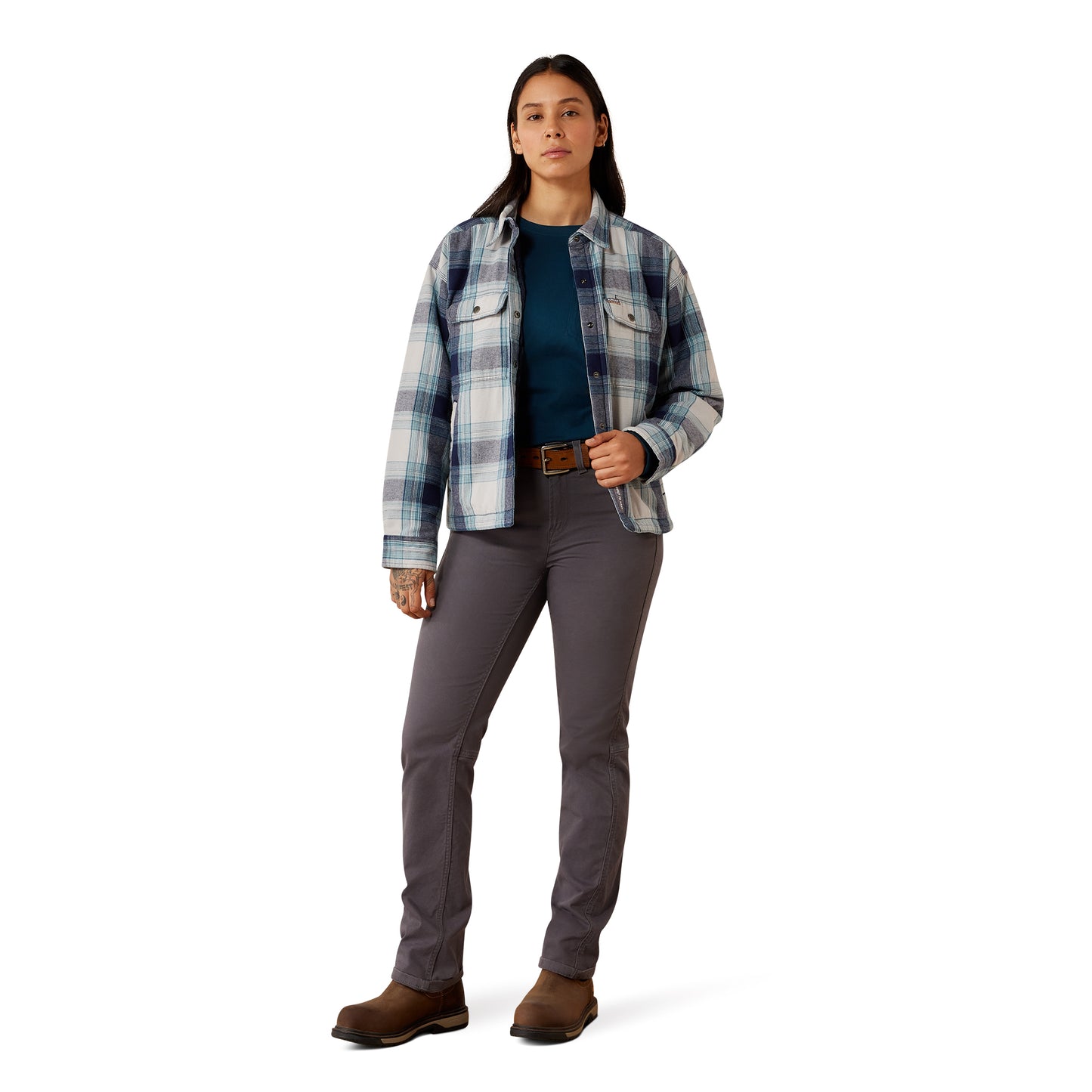 Ariat Women's Rebar Flannel Insulated Shirt Jacket - Silver Grey