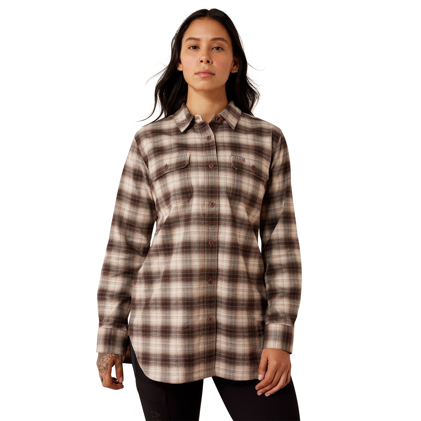 Ariat Women's Rebar DuraStretch Flannel Tunic - Silver Grey