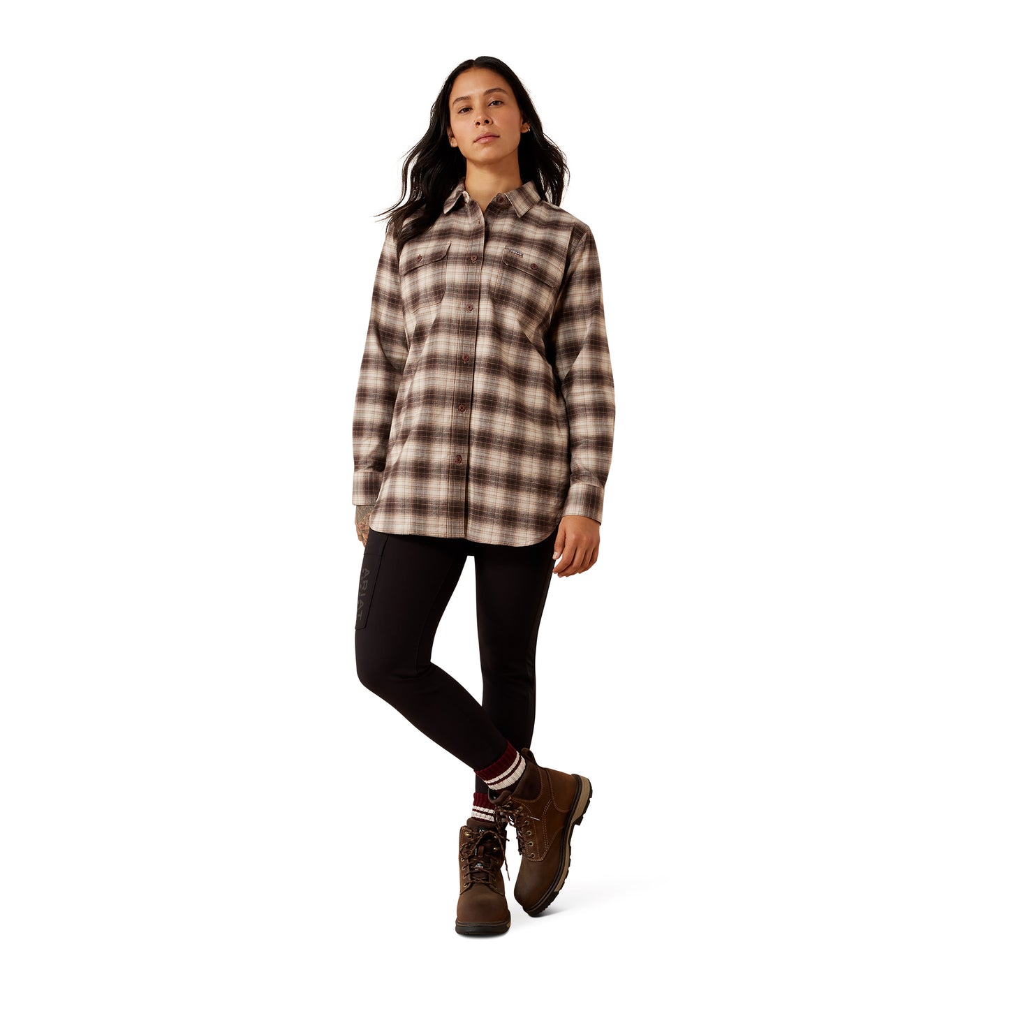 Ariat Women's Rebar DuraStretch Flannel Tunic - Silver Grey