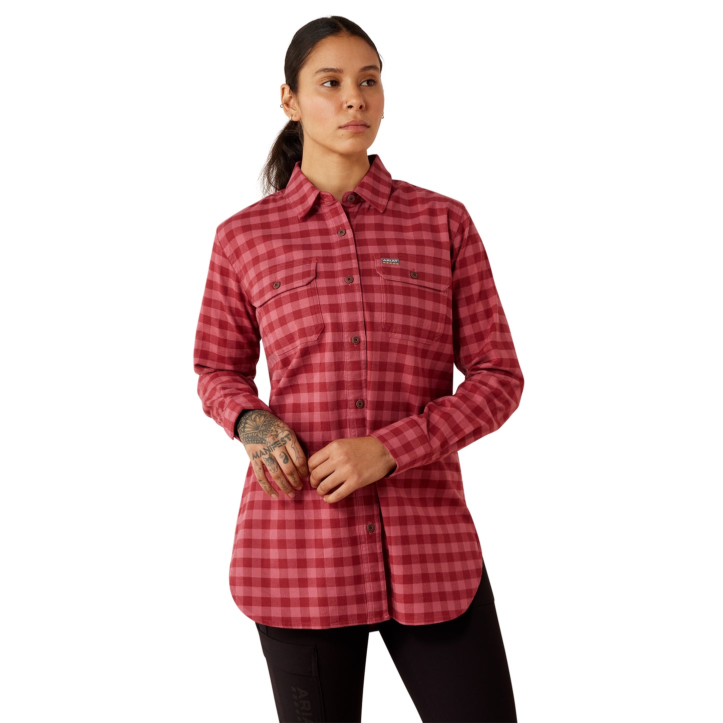 Ariat Women's Rebar DuraStretch Flannel Tunic - Burnt Russet