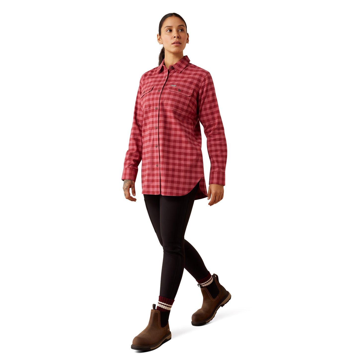Ariat Women's Rebar DuraStretch Flannel Tunic - Burnt Russet
