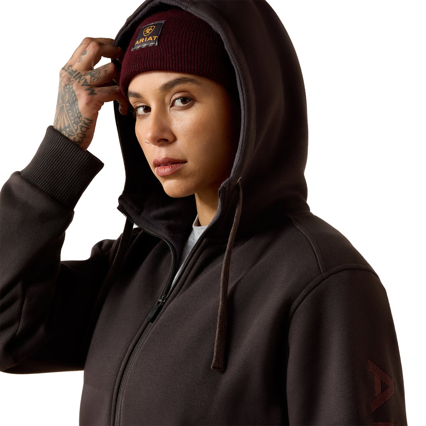 Ariat Women's Rebar All-Weather Full Zip Hoodie - Espresso