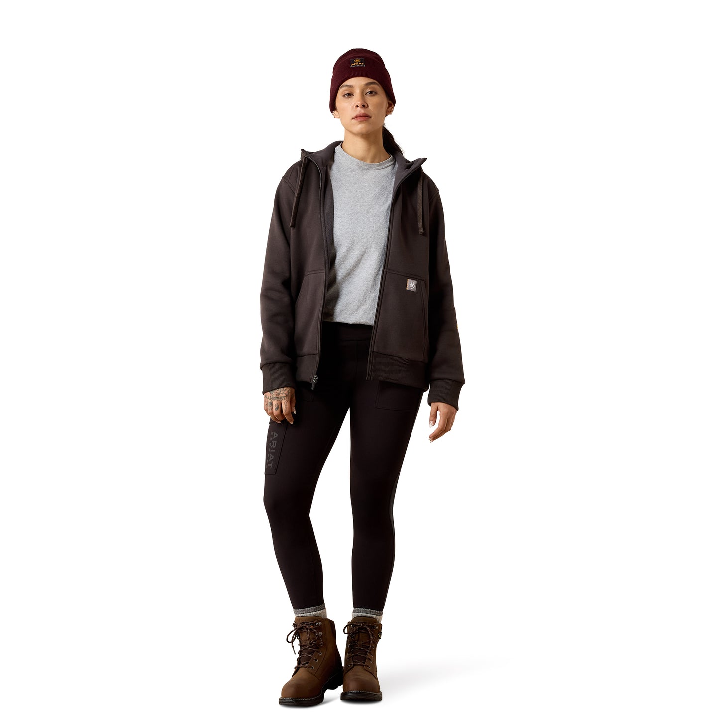 Ariat Women's Rebar All-Weather Full Zip Hoodie - Espresso