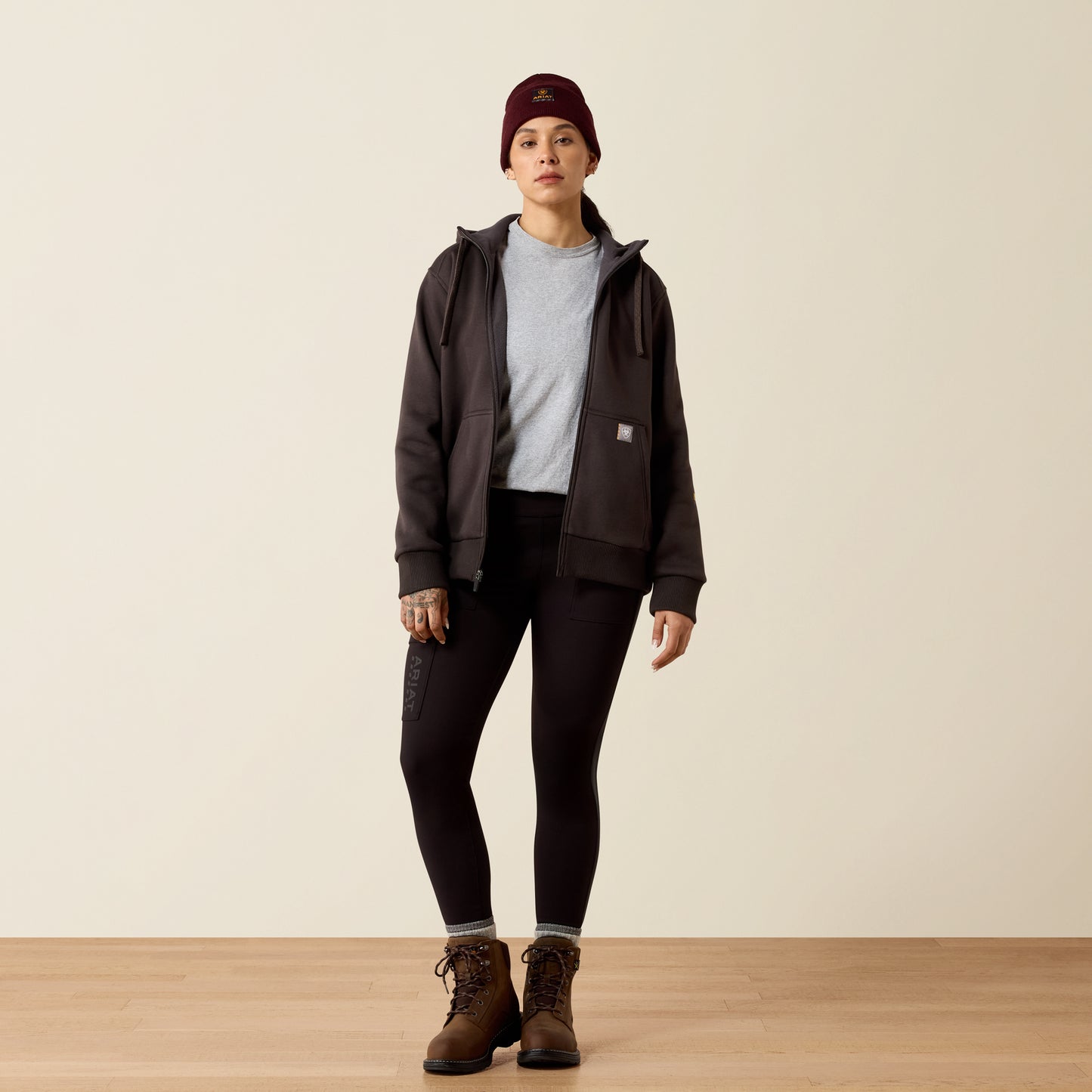Ariat Women's Rebar All-Weather Full Zip Hoodie - Espresso