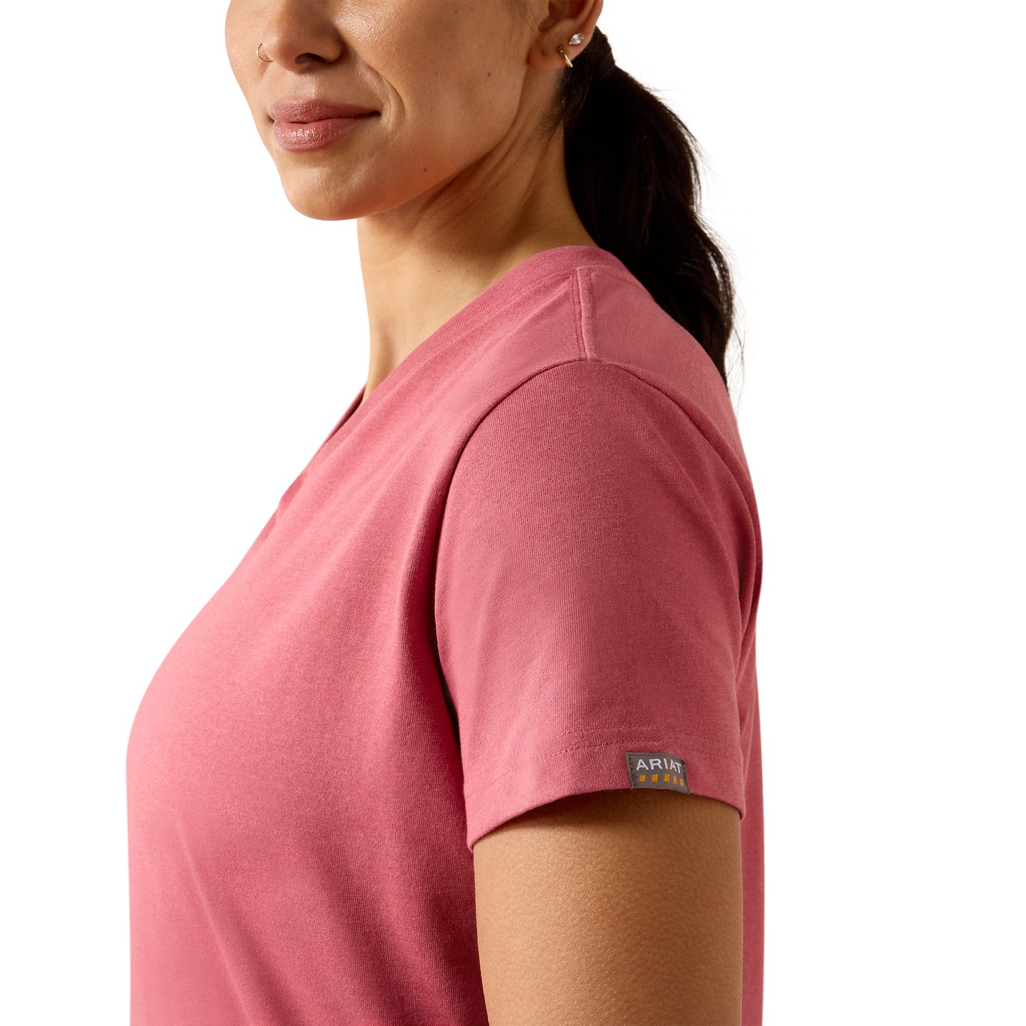 Ariat Women's Rebar Cotton Strong Standard V-Neck T-Shirt - Mauvewood Heather