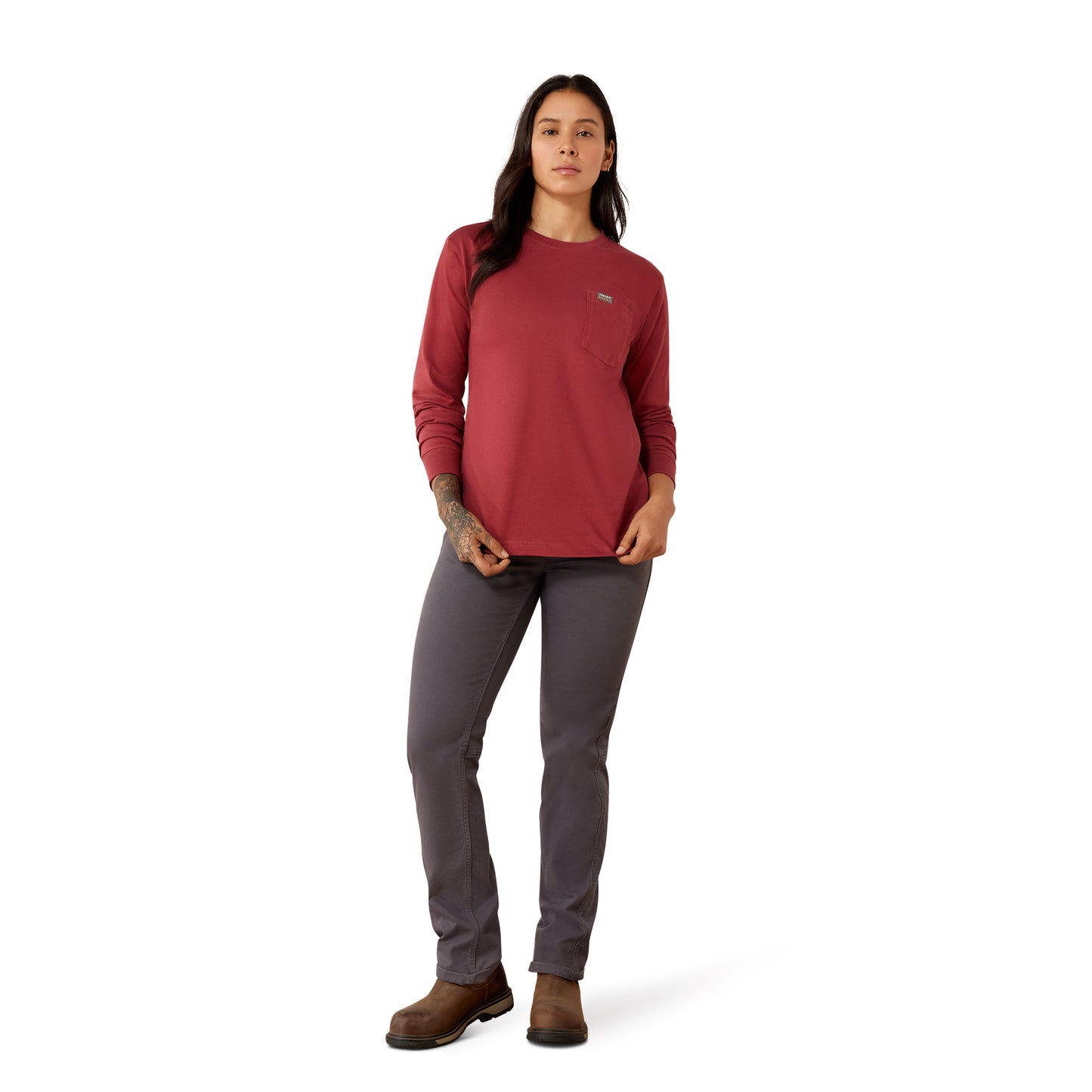 Ariat Women's Rebar Cotton Strong Vintage Mother Long Sleeve T-Shirt - Burnt Russet