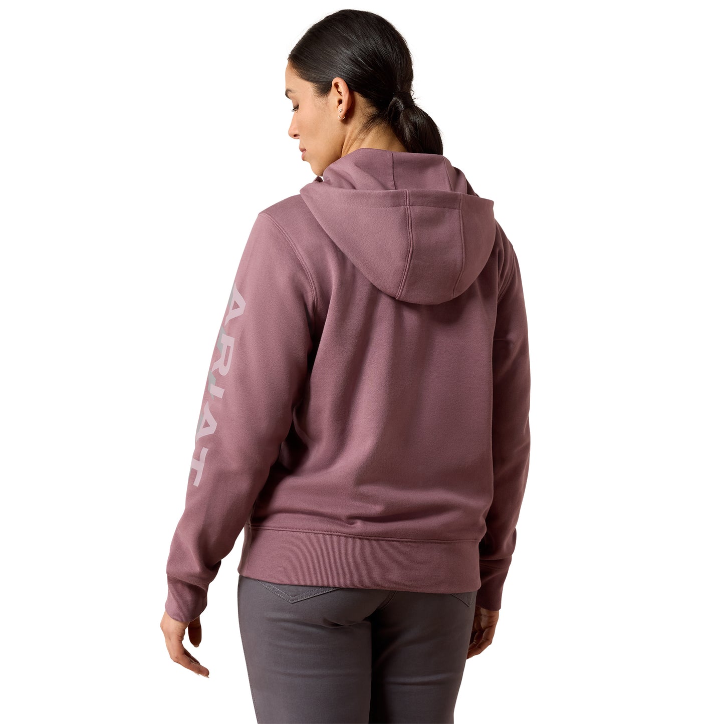 Ariat Women's Rebar Lightweight Logo 1/2 Zip Hoodie - Flint/Toadstool