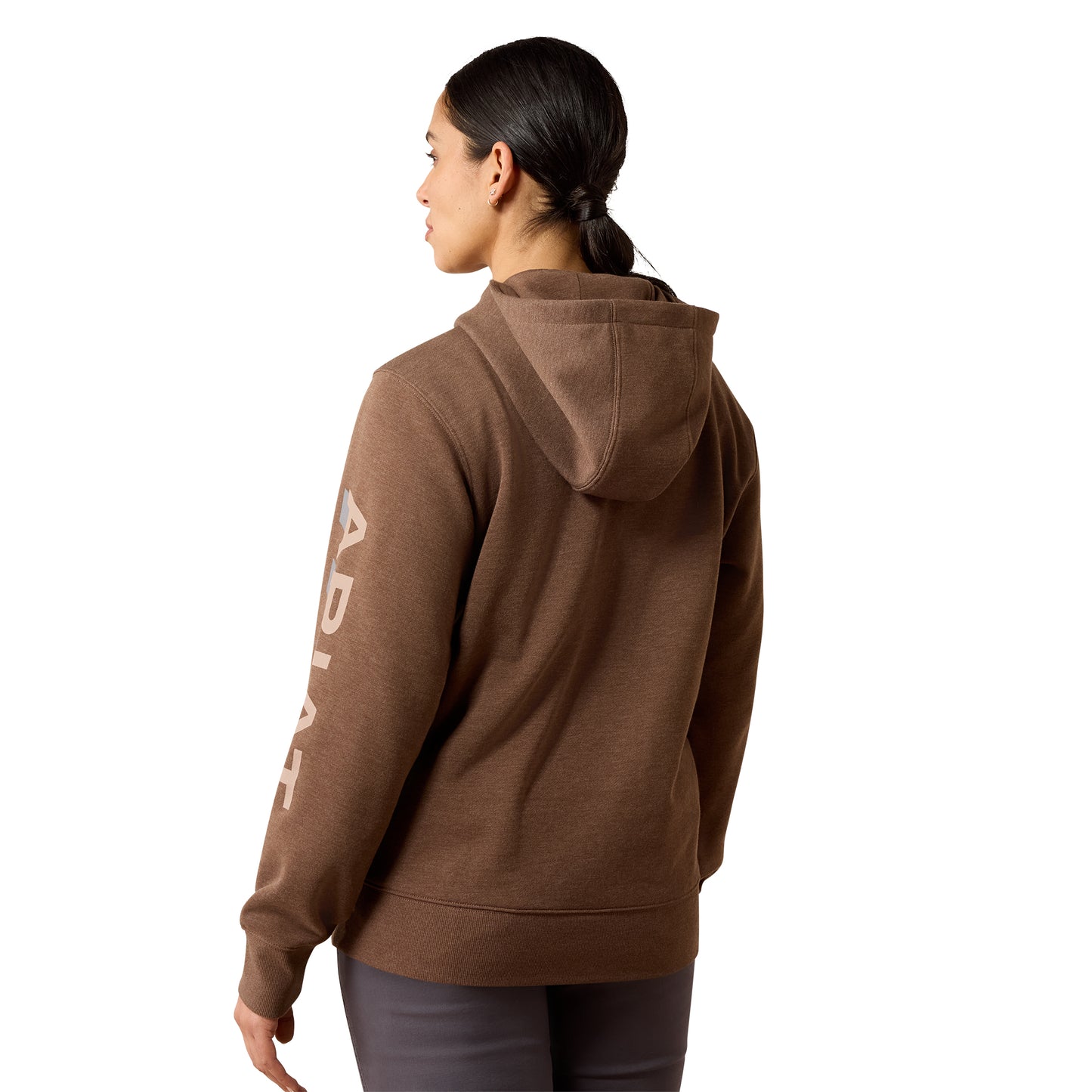 Ariat Women's Rebar Lightweight Logo 1/2 Zip Hoodie - Raindrum Heather/Ginger Snap