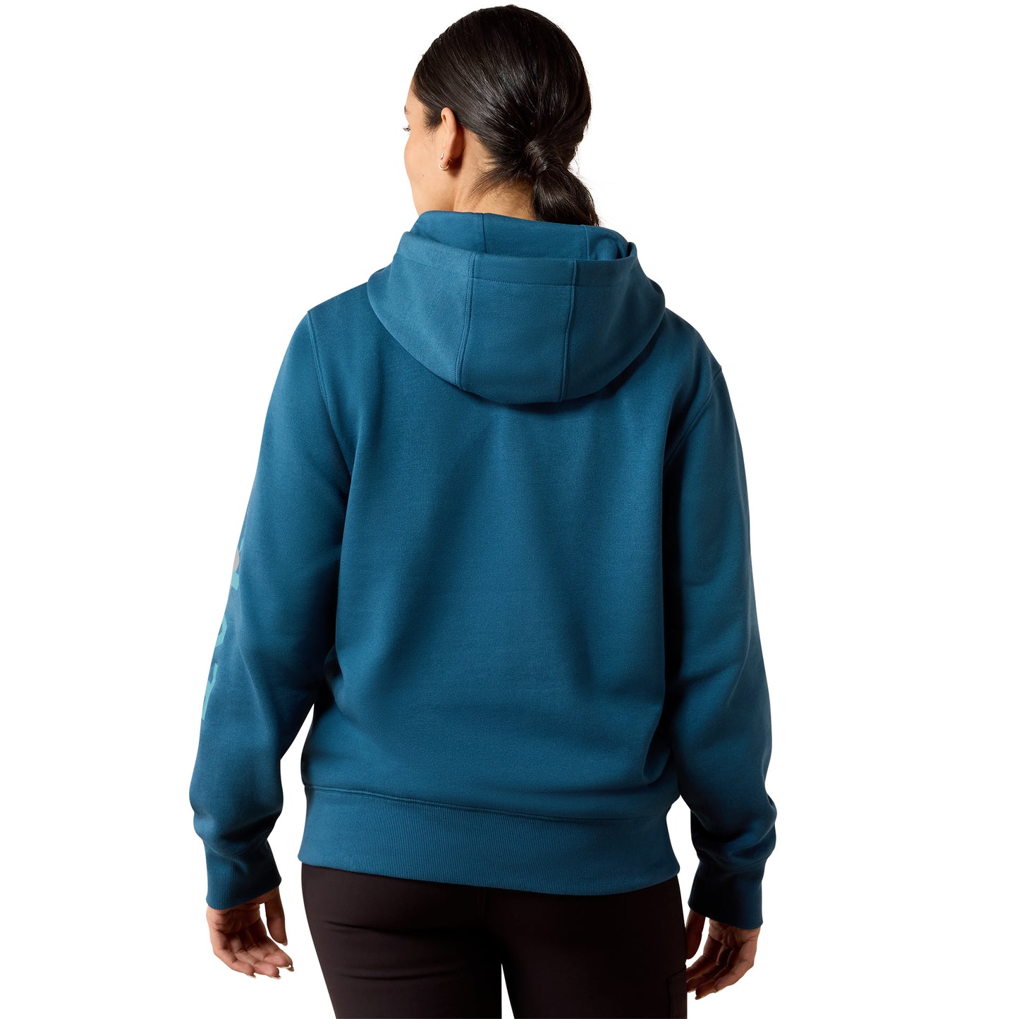 Ariat Women's Rebar Lightweight Logo 1/2 Zip Hoodie - Deep Dive/Brittany Blue