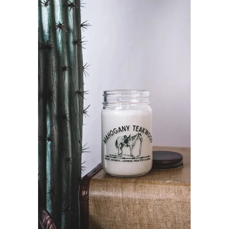 12oz Mason Jar Soy Candle - Mahogany Teakwood