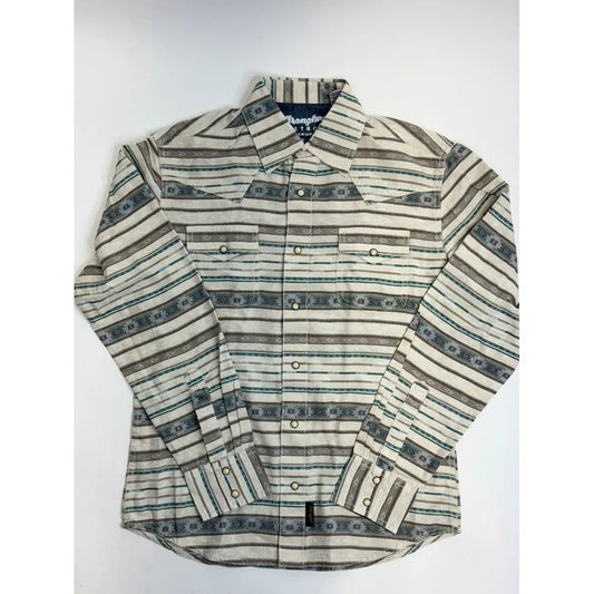 Wrangler Men's Long Sleeve Navajo Striped Shirt- Multi