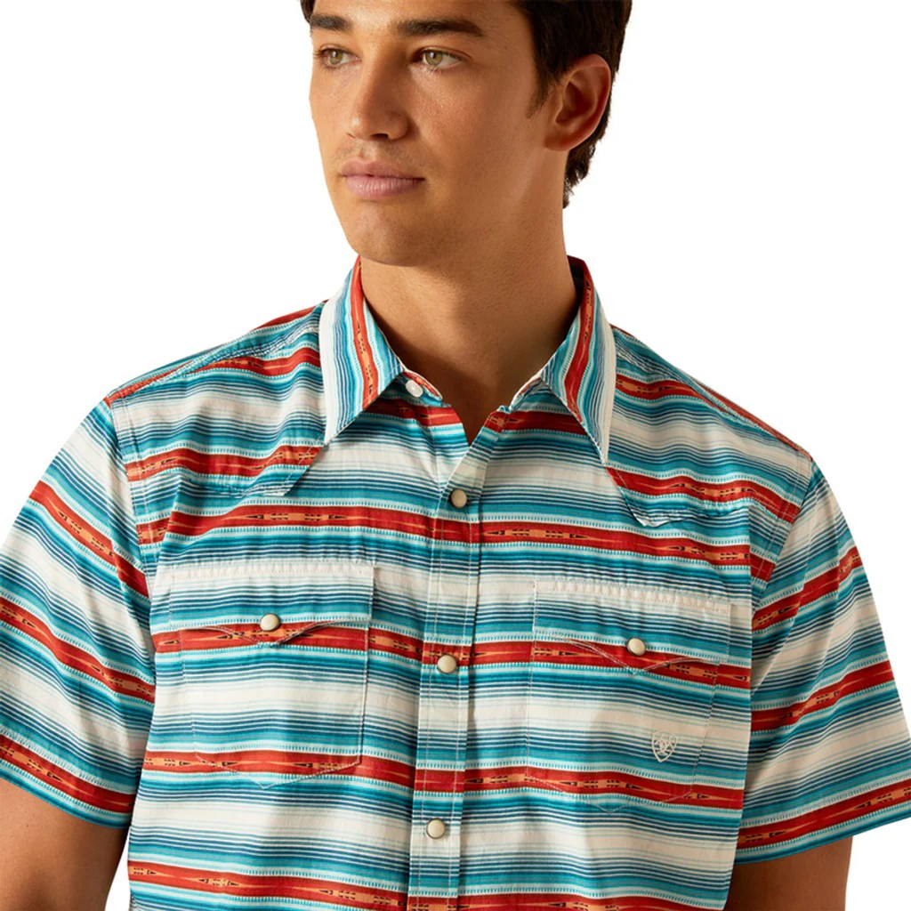 Ariat Men's Hadley Retro Fit Snap Short Sleeve Shirt - Delphinium Blue