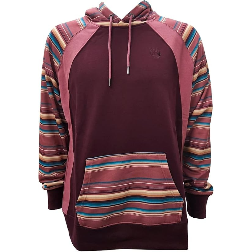 Savannah Hooey Ladies Maroon Hoody w/Multi Color Serape Pattern Sleeves