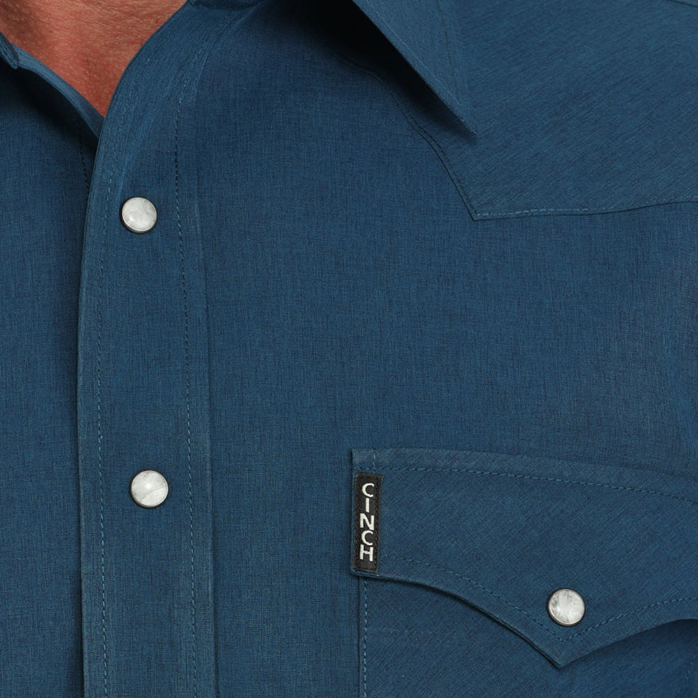 Cinch Men's Long Sleeve Print Shirt- Blue