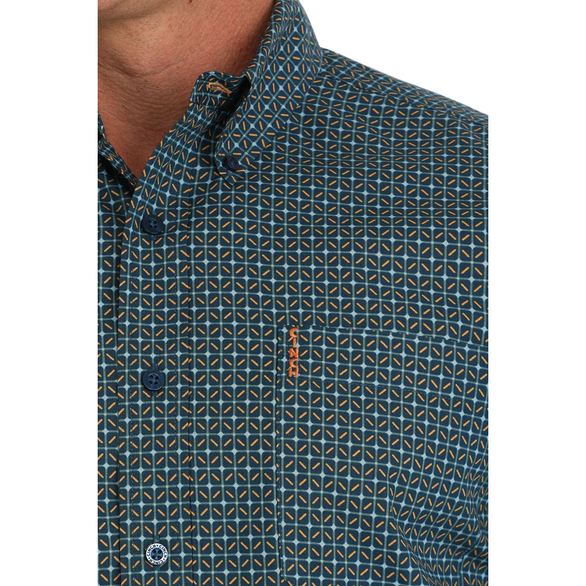 Cinch Men's Long Sleeve Print Shirt- Blue