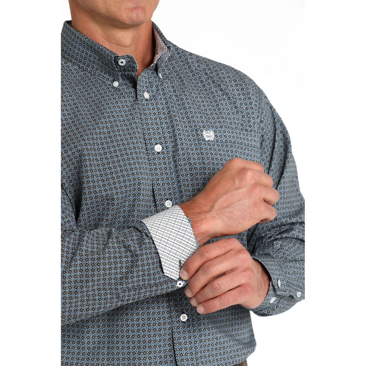 Cinch Classic Fit Long Sleeve Men's Cotton Print Shirt - Black