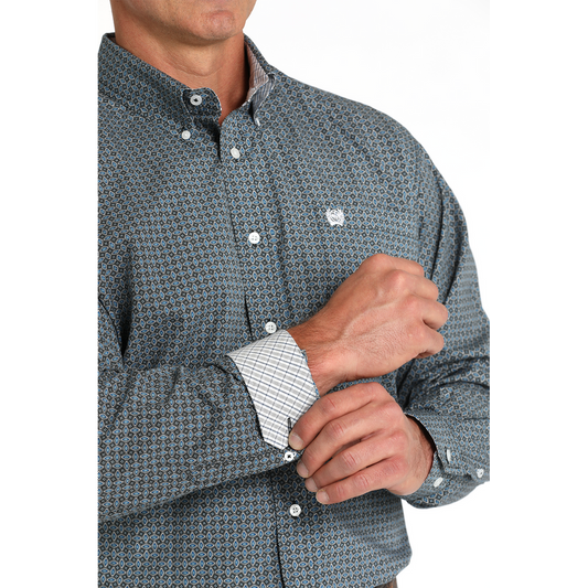Cinch Classic Fit Long Sleeve Men's Cotton Print Shirt - Black