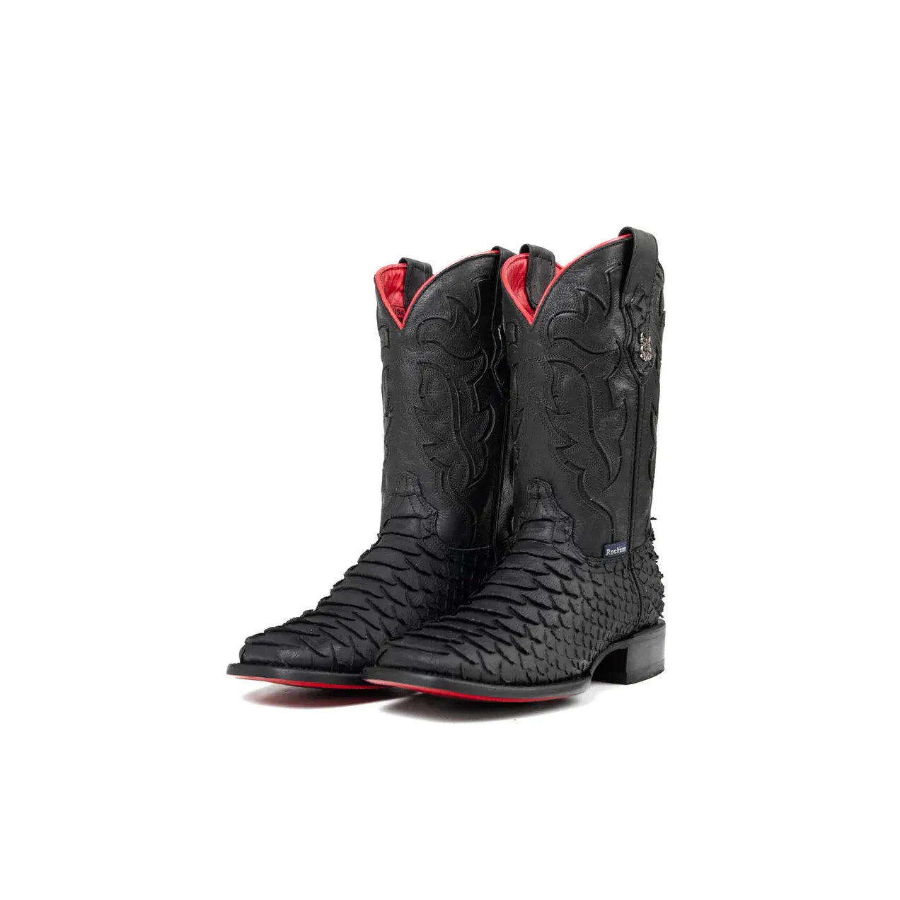 Rock'em Men's Red Bottom Square Toe Cowboy Boot - Matte Black – Irvine ...