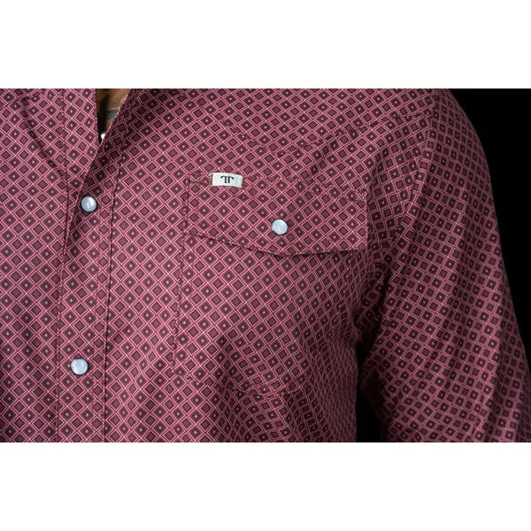 Ferrell Men's The Nicholas Long Sleeve Snap Shirt - Cranberry