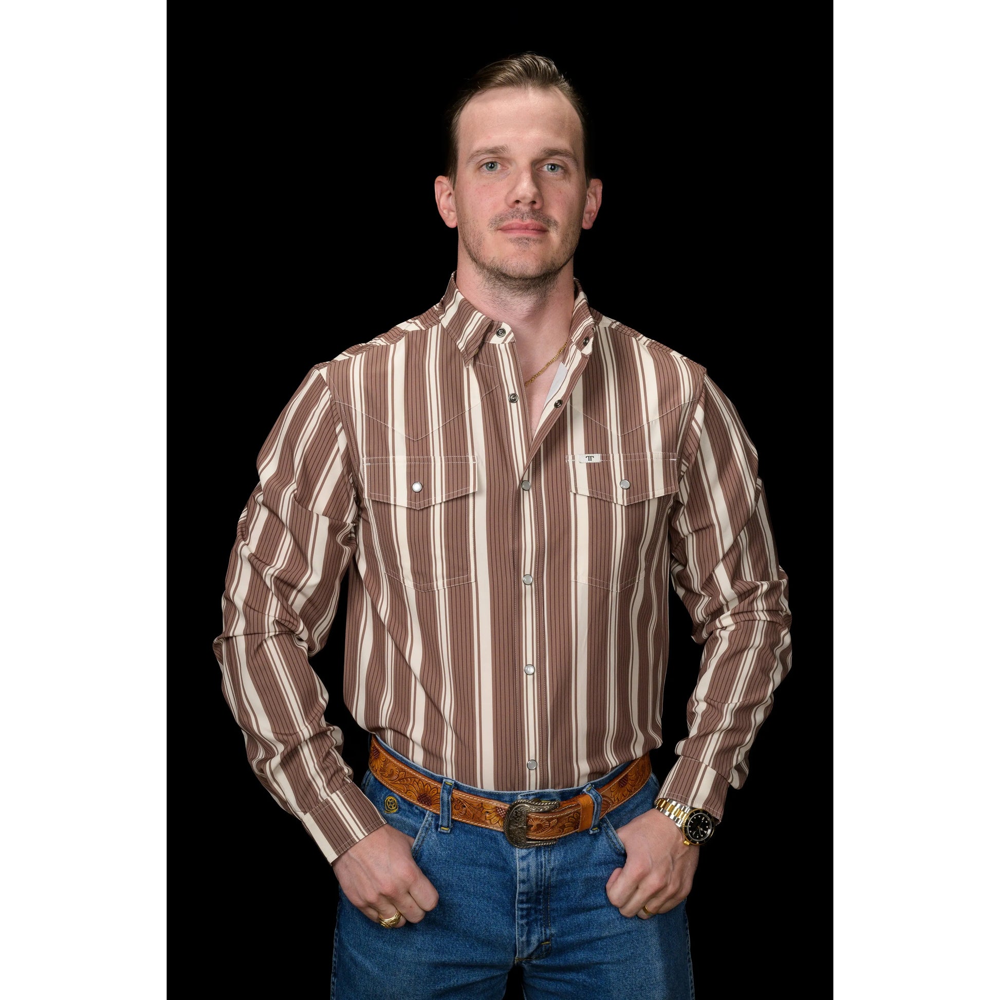 Ferrell Brand Men's The Atlas Long Sleeve Snap Shirt - Brown - Irvine Tack & Western Wear