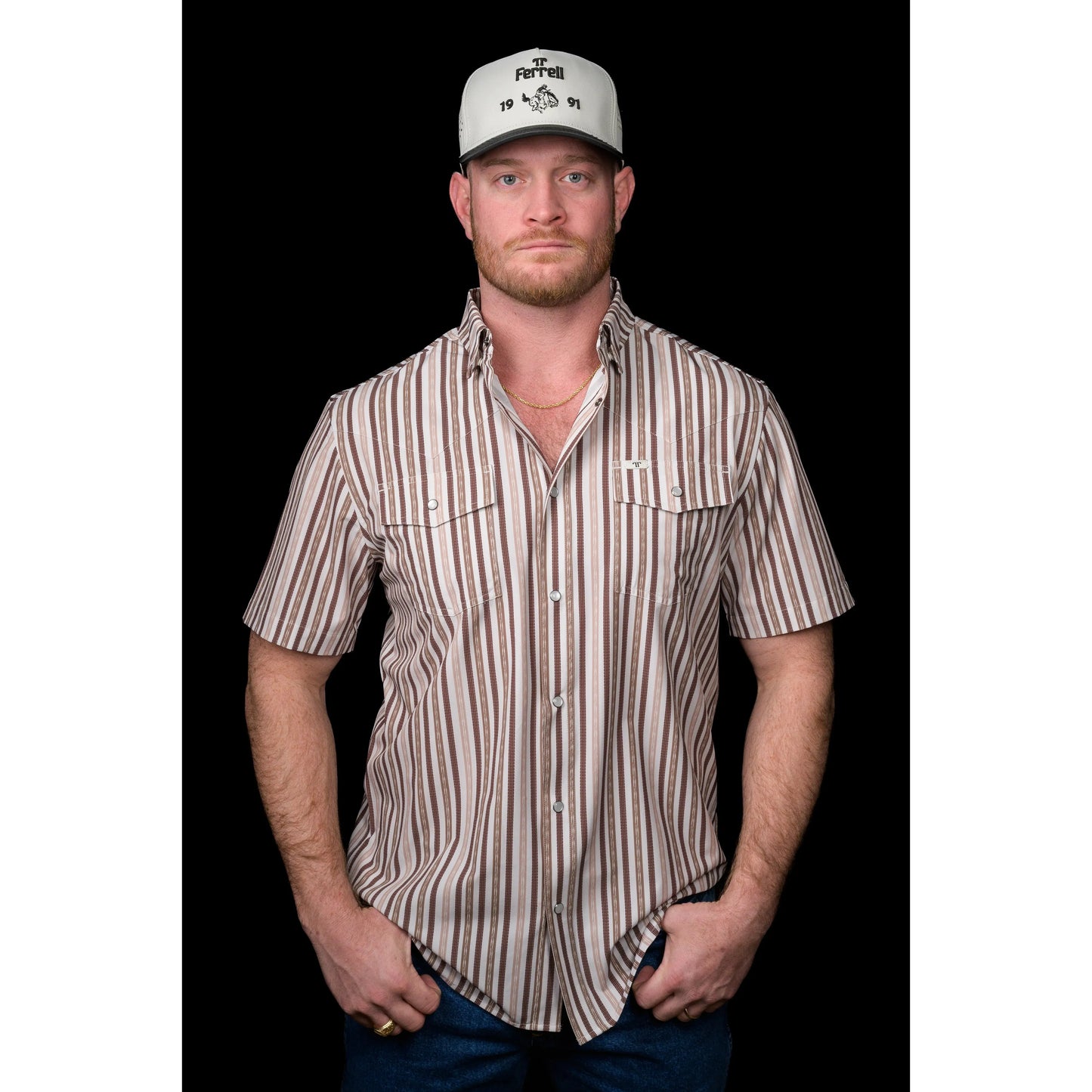 Ferrell Brand Men's The Wyatt Long Sleeve Snap Shirt - Brown