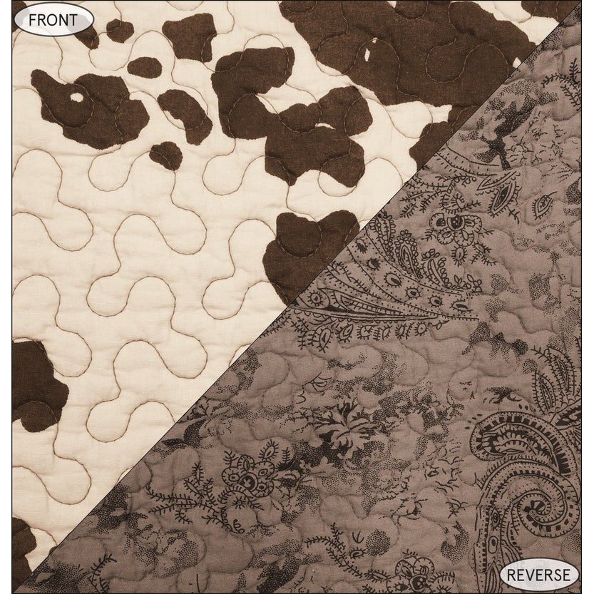 HiEnd Accents Elsa Cowhide Quilt Set- 4 pieces - Chocolate