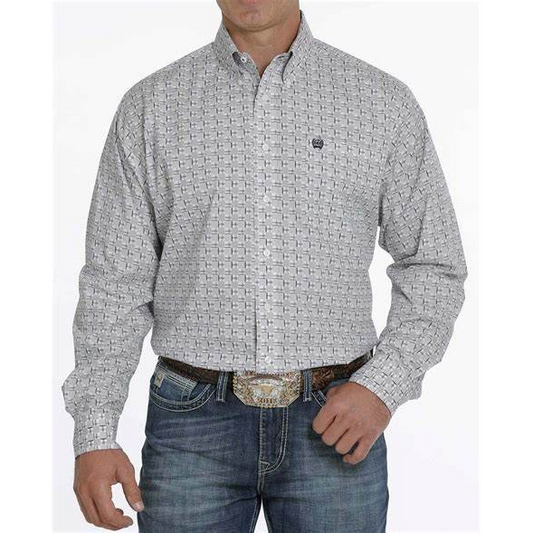 Cinch Men's LS Print Shirt - Cream