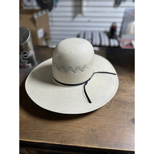 American Hat Co 5700 Open Crown Straw Western Hat - Black Trim