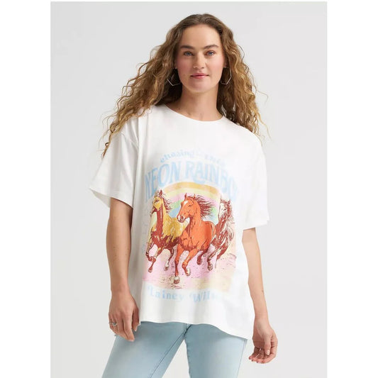 Wrangler Lainey Wilson Neon Rainbow Short Sleeve Tee Shirt- White