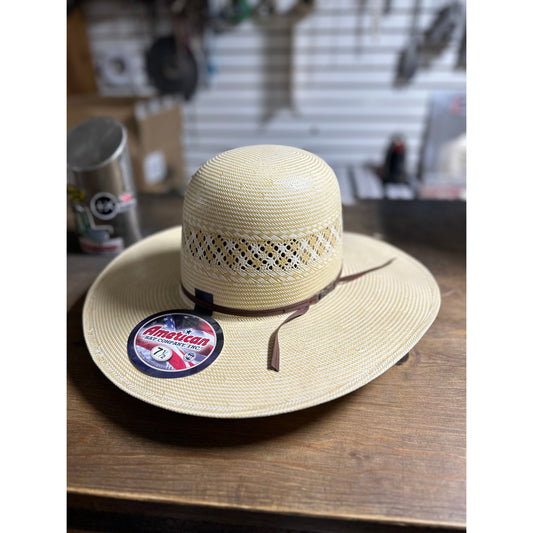 American Hat Co 1022 Open Crown Straw Western Hat - Chocolate Trim