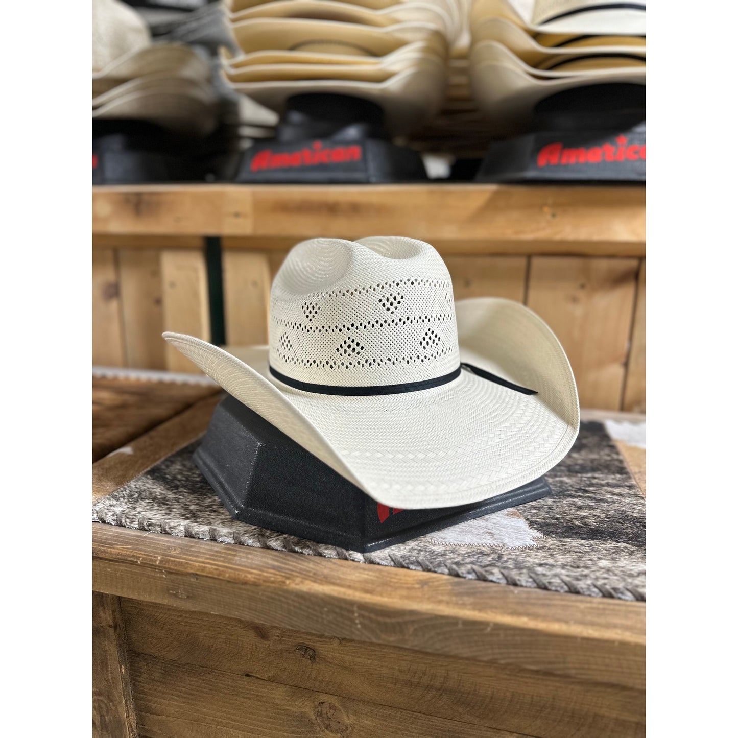 American Hat Co 8200 Rancher Straw Western Hat - Black Trim