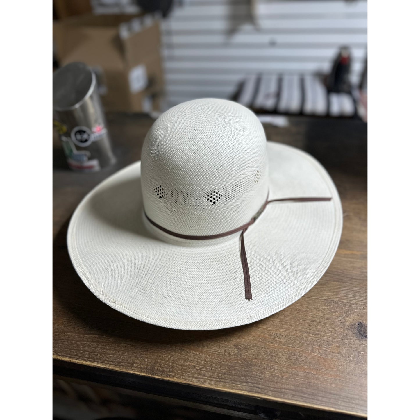 American Hat Co 7200 Open Crown Straw Western Hat - Chocolate Trim